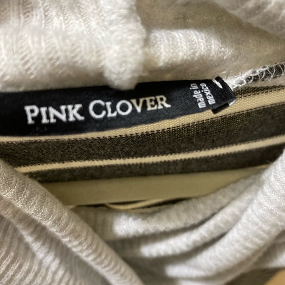 ❤️🔥❤️🔥Pink Clover Charcoal & Cream Striped Cowl Neck Drawstring Sweat Shirt - Picture 4 of 7